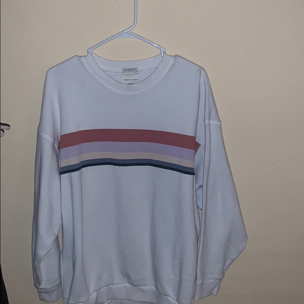 White with stripes American eagle crew neck
